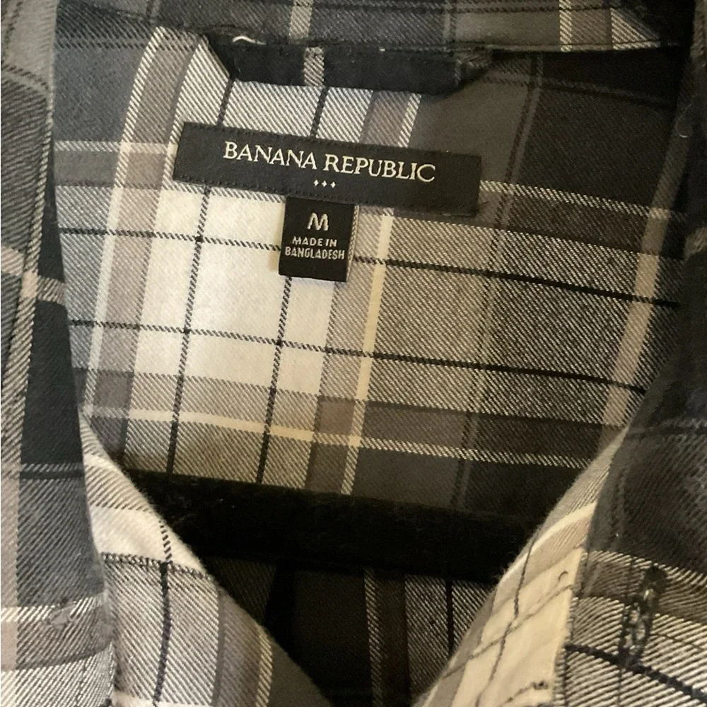 Men’s Banana Republic Plaid Shirt - Black and Cream